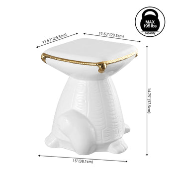 Caspian 14.75" Modern Bohemian Ceramic Turtle Indoor/Outdoor Garden Stool